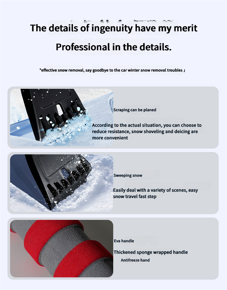 Snow Shovel for Winter Car Windshield Defrosting and Snow Removal, Ice Scraper for Clearing Snow